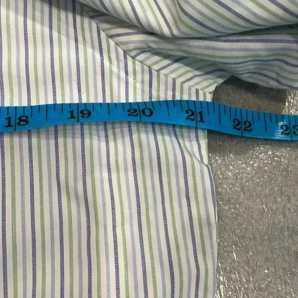 [15.5]Brooks Brothers Slim Fit All Cotton Blue/ Green  Pinstripes Dress Shirt - Picture 6 of 9
